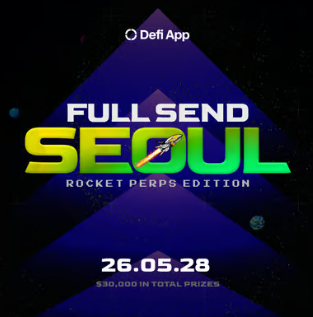 nyonyocoin's tweet photo. 압구정에서 총상금 $30,000 디파이앱(@DeFiApp) 대회가 열립니다! 모의투자라 청산 리스크 없이 실력으로만 참여 가능합니다.
대회 기능인 'Rocket Perps'는 롱/숏을 예측하는 1000배 레버리지 게임형 트레이딩입니다. 압구정 현장에서 직접 상금을 노려보세요! https://t.co/9iq2RDtvyH
