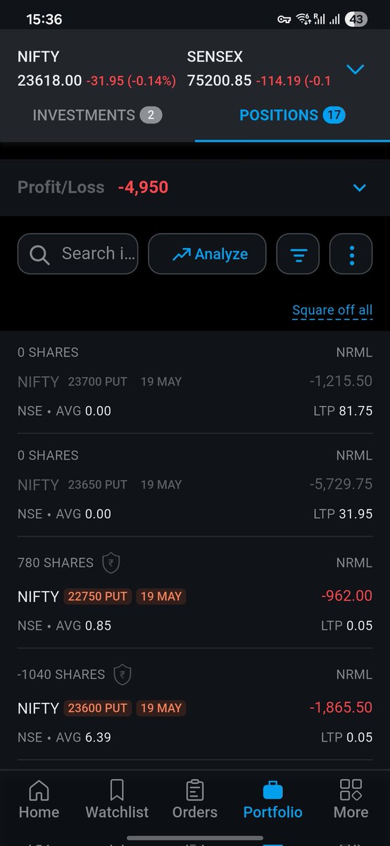 windoo11's tweet photo. 🗓️ 19 May 2026 #Nifty Weekly #expiry 

🔴 Loss : -16000-16000-5000 = -37,000

 was trying to play directionally  which never happened and decent booked loss.

NOT #verifiedbysensibull https://t.co/5qdNxBfpRM