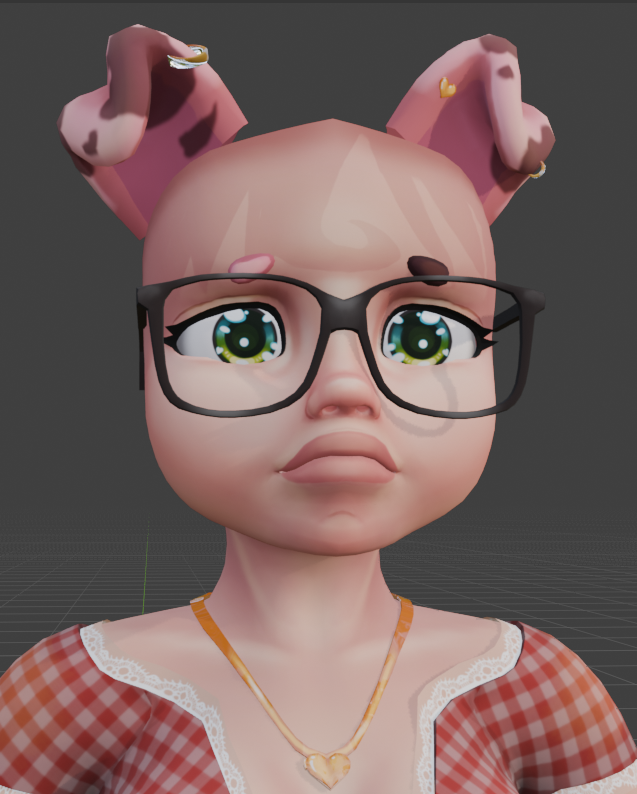 laurarubert's tweet photo. Sad piggy cus final renders are giving me trouble cus I can't decide on a pose 🥲(also programs crashing) 

Will post expressions this week meanwhile I work on poses. https://t.co/n0zzcXP2VP