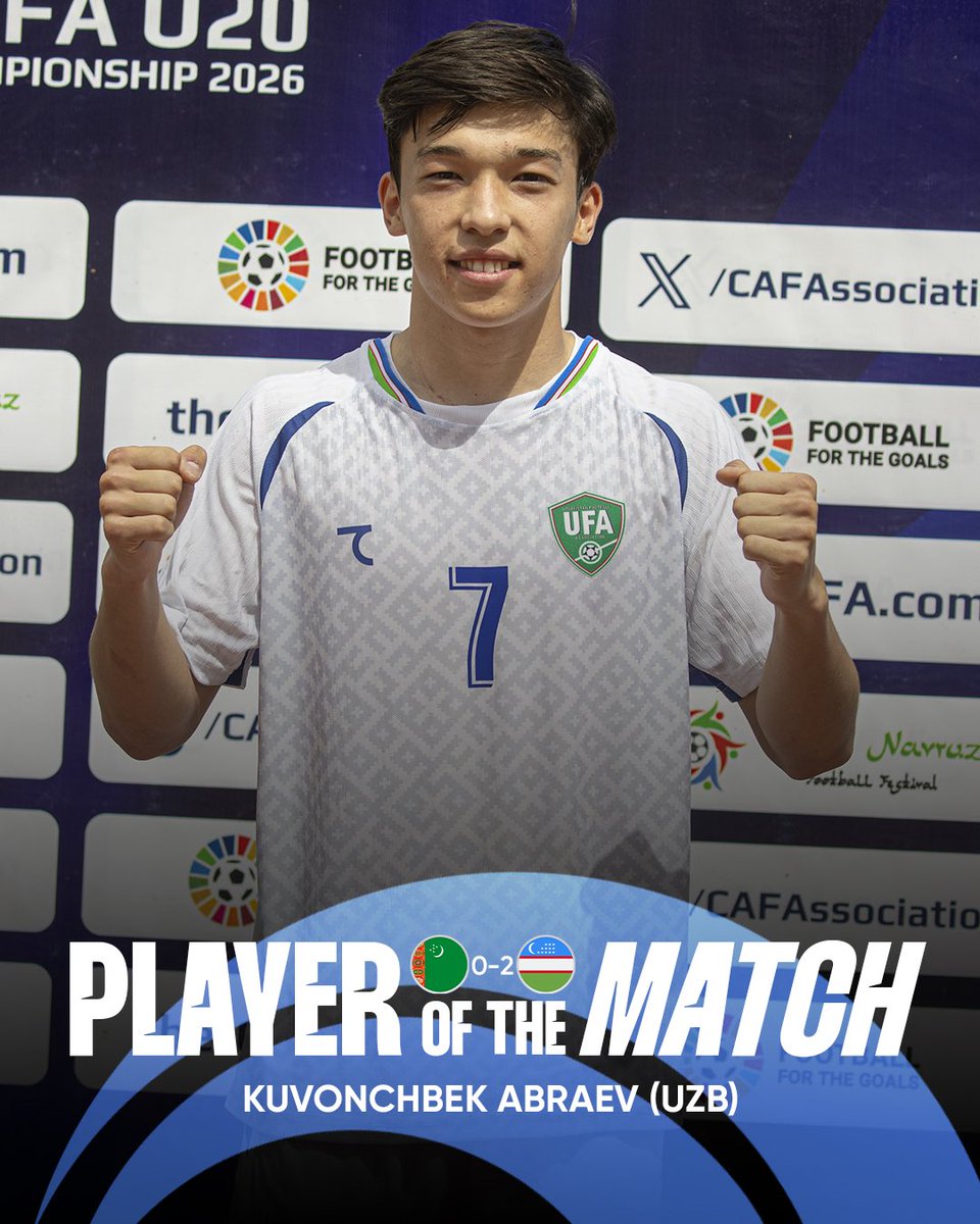 CAFAssociation's tweet photo. 🇹🇲🆚🇺🇿
#MVP 🔝

🏆 CAFA U20 Championship 2026

#CAFA #CAFA2026 https://t.co/TI99iSQ4kq