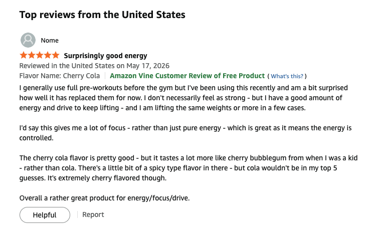 osf_rekt's tweet photo. amazon vine allows us to get @rektdrinks products to people who are completely new to the brand (and clearly non-crypto)

quite cool to see good reviews coming in

if you want to try something that helps improve your FOCUS + ENERGY try rekt energy here: https://t.co/YxEnHnwE7b https://t.co/5TgRAbAuO8