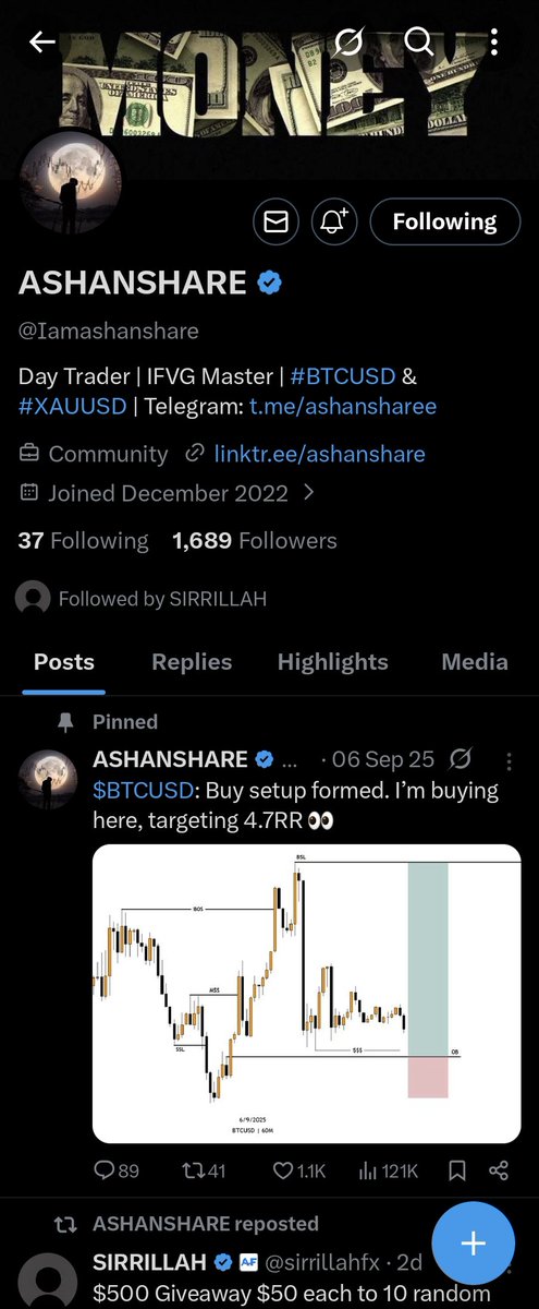 Dsmartxh's tweet photo. @sirrillahfx @sirrillahforex @Hussaini_YS @Iamashanshare @hussainisharif3 Done https://t.co/8v2GkWRTYj
