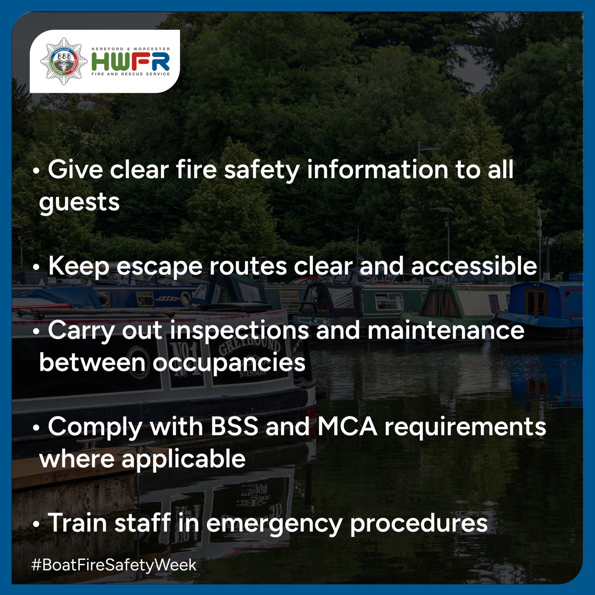 HWFire's tweet photo. ⚓️Do you use a boat for commercial purposes, such as holiday lets or work? If you are the responsible person for the vessel, it’s important you understand and comply with the relevant legal requirements 👉https://t.co/MYxgZYK4dX https://t.co/74l92J5or9