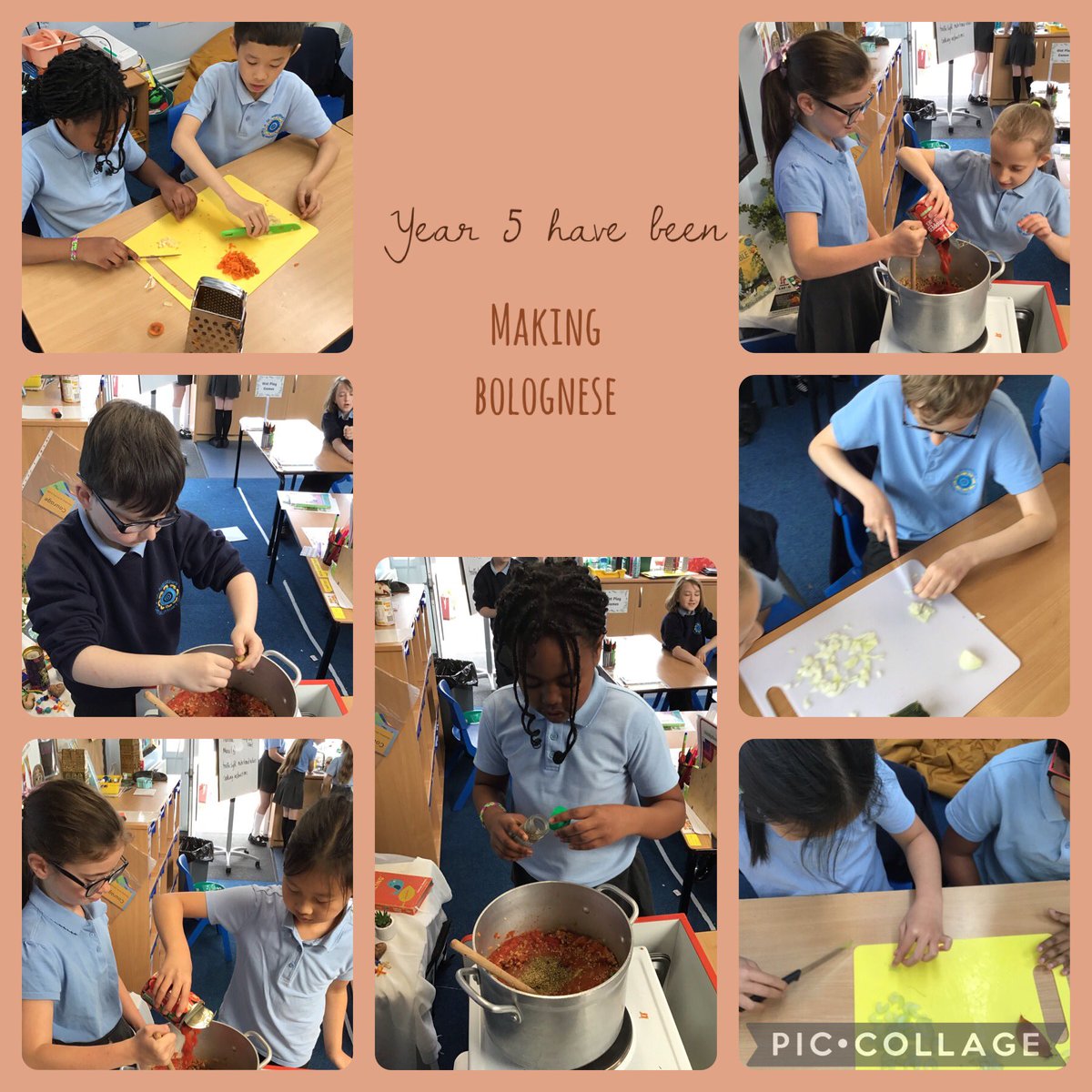 StAugustinesCPS's tweet photo. Year 5 have been making their adapted bolognese recipe this morning. #StAugustinesDT @kapowprimary https://t.co/cs3tPYW5F1