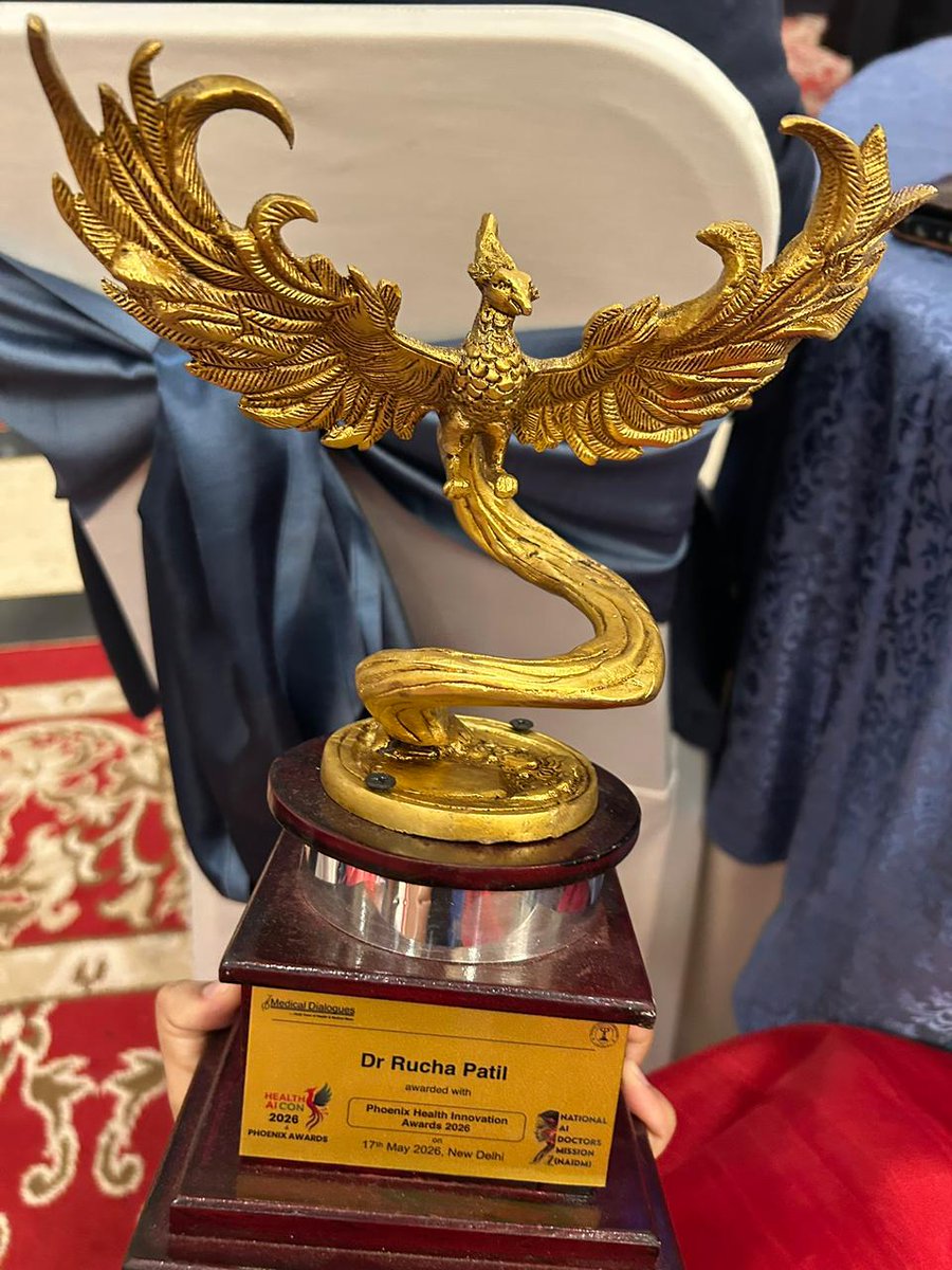 IcmrNiih's tweet photo. We are proud to share that Dr. Rucha Patil, Scientist D, has been conferred the Phoenix High Impact Innovation Award 2026 at Health AI Con 2026. https://t.co/aYebZJewrK