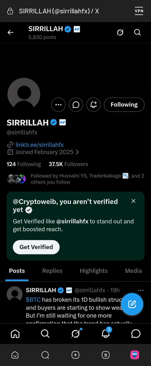 Cryptoweib's tweet photo. @sirrillahfx @sirrillahforex @Hussaini_YS @Iamashanshare @hussainisharif3 Done https://t.co/fIonIJIyV3