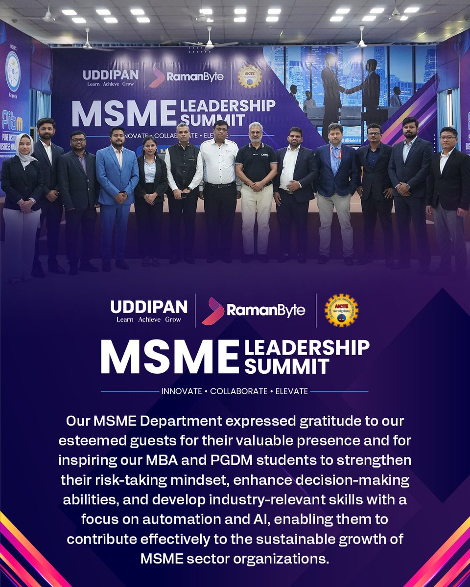 ramanbyte's tweet photo. Key discussions focused on leadership, AI &amp; automation, innovation-driven transformation, sustainable MSME growth, and entrepreneurial thinking. The summit created an impactful platform for students to engage with industry leaders and gain practical business exposure. https://t.co/PfXKQmpLkl