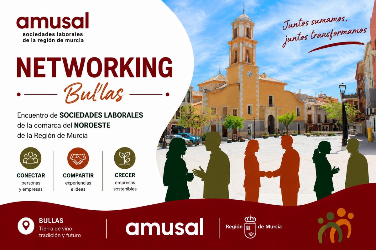 Amusal's tweet photo. amusal impulsa un nuevo encuentro de Networking entre Sociedades Laborales de la Comarca del Noroeste de la Región de Murcia. https://t.co/bNYR5qjQFL https://t.co/5tT9LHmIUg