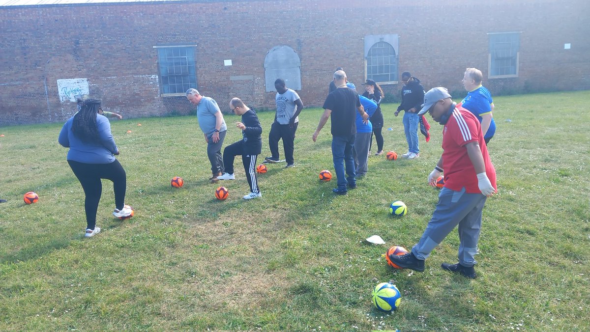 MertonMencap's tweet photo. Hi everyone! 🙂👋 2nd of May members of Saturday Hub had an exciting, full of fun and competitive spirit football ⚽️ session provided by coach Joe. 👏 We have learnt new technical skills and built up our fitness, stamina, and overall health. 👍 All of us had a fabulous time! 😀👌 https://t.co/LFU6nxDq18