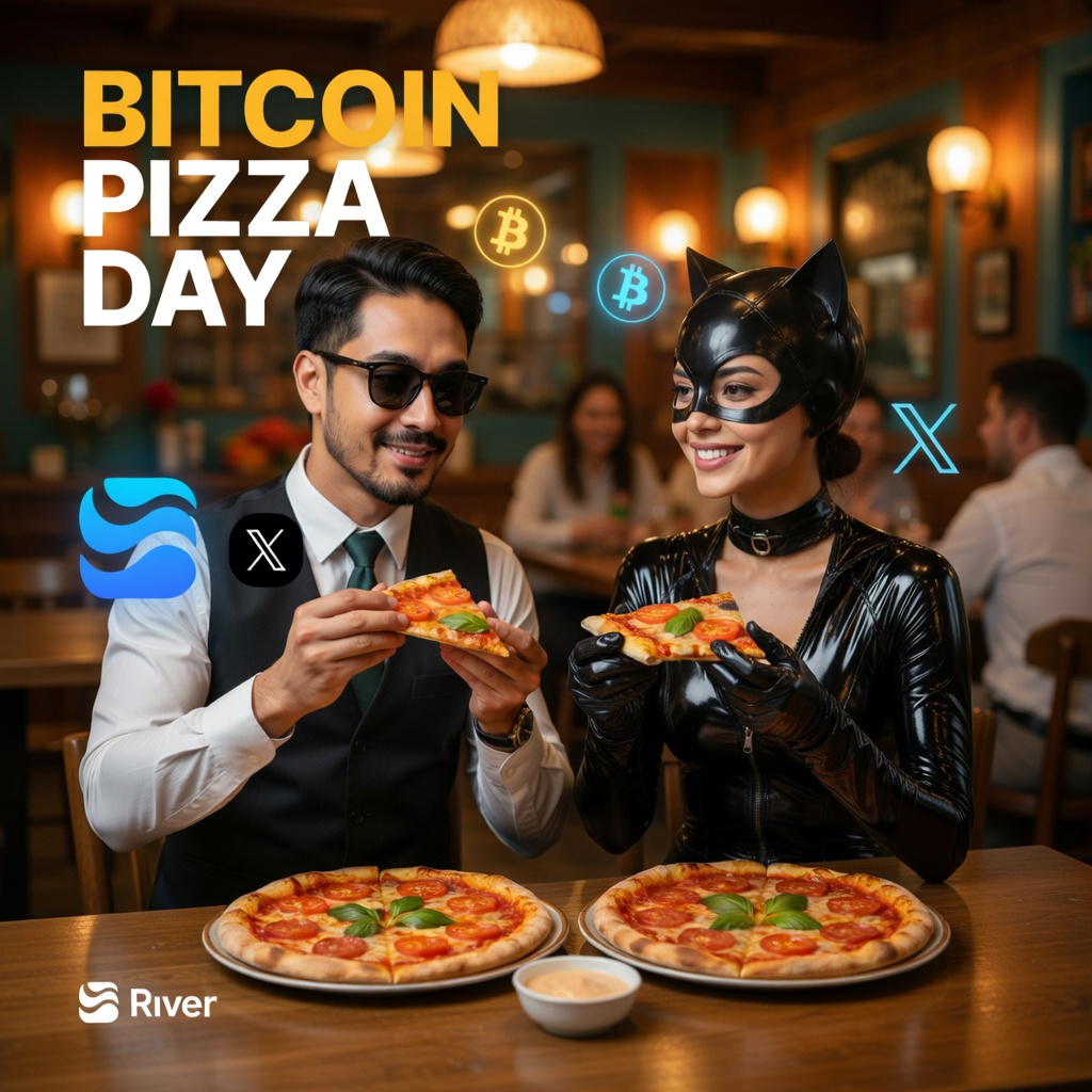 langtusg0308's tweet photo. Still bullish $RIVER !

15 years ago, 10,000 $BTC bought two pizzas 🍕

Today we’re moving toward a world where stablecoins flow across chains as easily as ordering food online.

That’s why @RiverdotInc caught my attention.
Simple crosschain liquidity.
No bridge headaches.
No complicated flow.

Me and Catwoman are celebrating Pizza Day the only correct way today 🍕

Happy Bitcoin Pizza Day CT 🌊 @River4fun