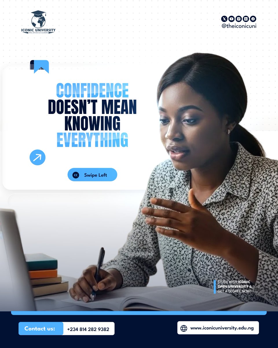 TheIconicUni's tweet photo. True confidence is not about knowing everything, it is about being ready to learn every day.
#ConfidenceInLearning #StudentGrowth #FutureReady https://t.co/vXKjhQqjEE