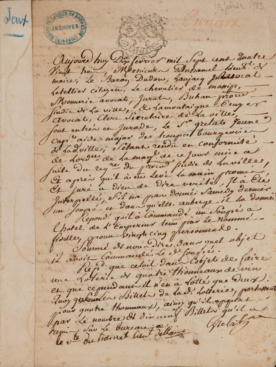 ArchivesBxM's tweet photo. Nouveau focus à découvrir en ligne !
Le document ancien Bordeaux FF 74 B, daté du 10 février 1783, nous plonge au cœur du luxueux hôtel de l’Empereur à Bordeaux et de l’histoire de son tenancier Casimir Fidèle, survivant de l'esclavage au XVIIIe siècle.
> https://t.co/134dXC0oMA https://t.co/V6V3keXEyA