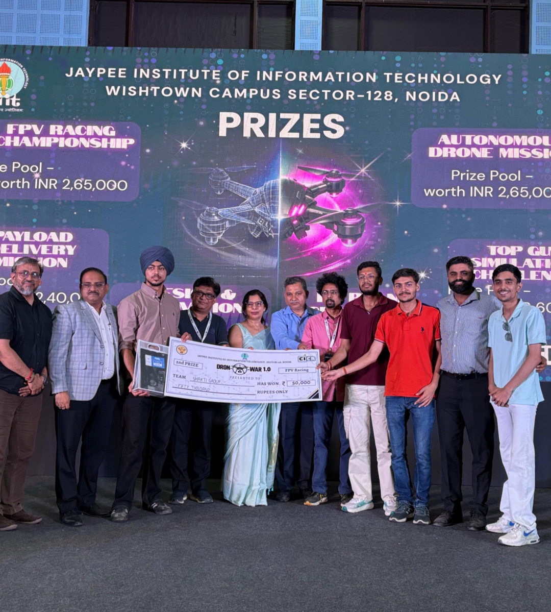bennettuniv's tweet photo. Bennett University’s School of AI, along with the School of Computer Science Engineering and Technology, secured the 3rd Prize at the National Drone-O-War held at JIIT Noida.

#BennettUniversity #SchoolOfAI #AeroAIClub #DroneOWar #ArtificialIntelligence #CampusLife https://t.co/rqRuz2wMBv