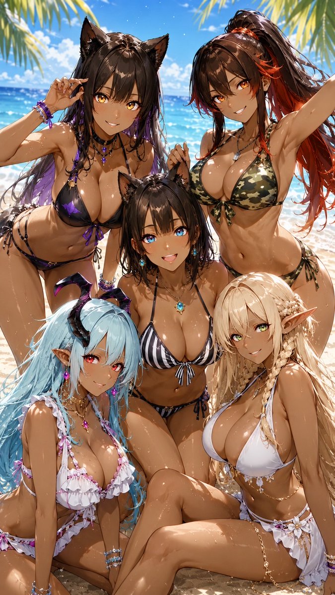 RT @neferis_yamasub: 最初の5人の褐色の女神たち(OC)