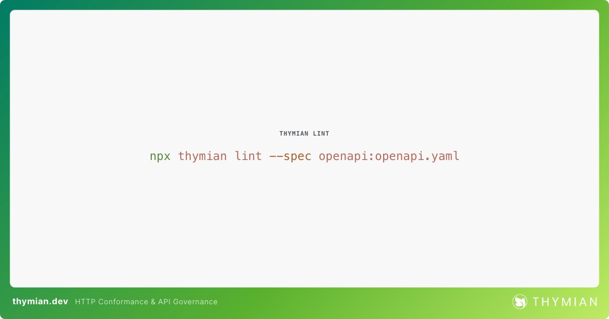 thymiandev's tweet photo. Catch missing headers, wrong status codes, and spec issues before deployment.

npx thymian lint --spec openapi:openapi.yaml

No running server needed.

https://t.co/40ffKQI8Pe https://t.co/t91AFq694z