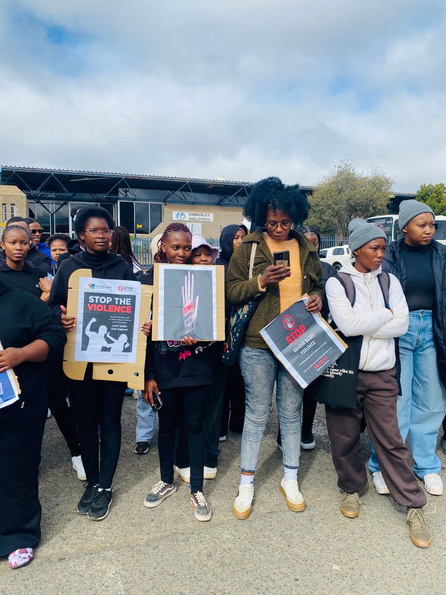 HigherHealthSA's tweet photo. Higher Health in collaboration with Shane Grique Advice and Development Centre, SAPS, Traffic Officers, Virgin Active and the Government Communication and Information System (GCIS), recently hosted a Gender-Based Violence and Sexual Harassment Awareness March at NCU TVET College https://t.co/5MkIsnNKQg