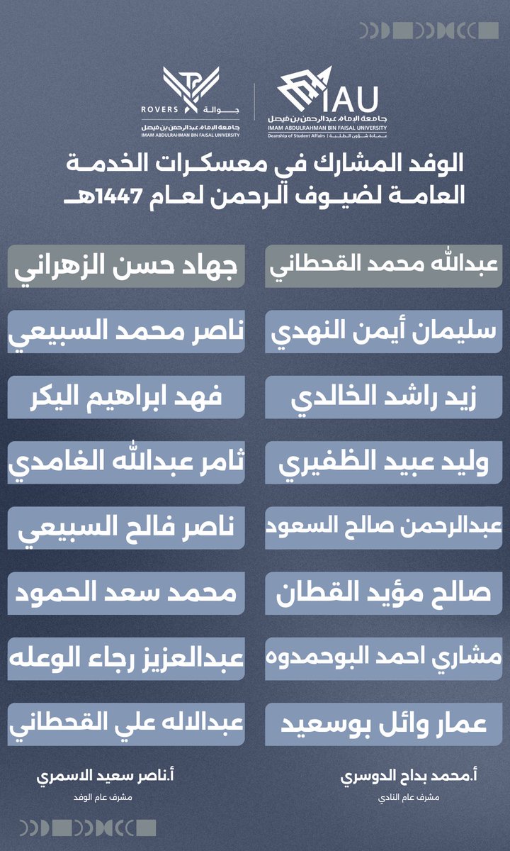 CYfume's tweet photo. الحمدلله أولًا وآخرًا 🤍

أتشرف بمشاركتي في حج عام ١٤٤٧هـ للسنة الرابعة على التوالي 🕋، كما أعتز بثقة تكليفي رئيسًا للفرقة للسنة الثالثة على التوالي ⭐️

كل الشكر والتقدير لعمادة شؤون الطلبة على هذه الثقة والدعم المستمر 🙏
ونسأل الله التوفيق والسداد في خدمة ضيوف الرحمن🕋 https://t.co/rDedply4lR