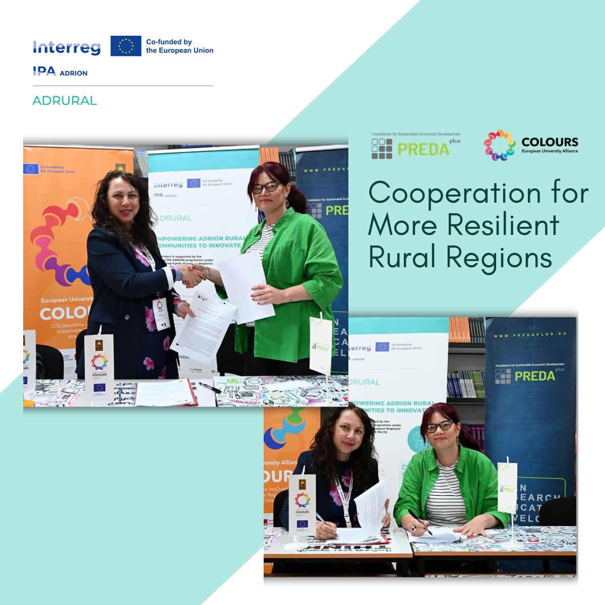 ADRURAL_EU's tweet photo. 🤝A new MoU between the European University Alliance COLOURS and #ADRURAL marks an important step towards stronger collaboration in research, #RuralInnovation, and sustainable rural development across the #AdrionRegion.

🌐 Read more: https://t.co/qqQgkN44px

#smartruralareas https://t.co/JAWPRiDUEQ