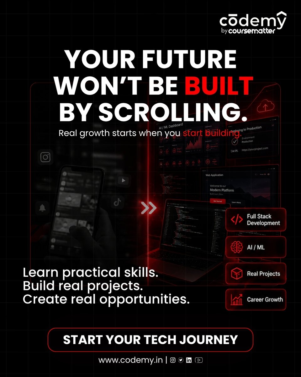 codemy181529's tweet photo. Your future won’t be built by scrolling.

💻 Full Stack
🤖 AI/ML
🚀 Real Projects

CODEMY is built for creators &amp; builders.
https://t.co/B6OXvBy7vX https://t.co/2KmdlciDye