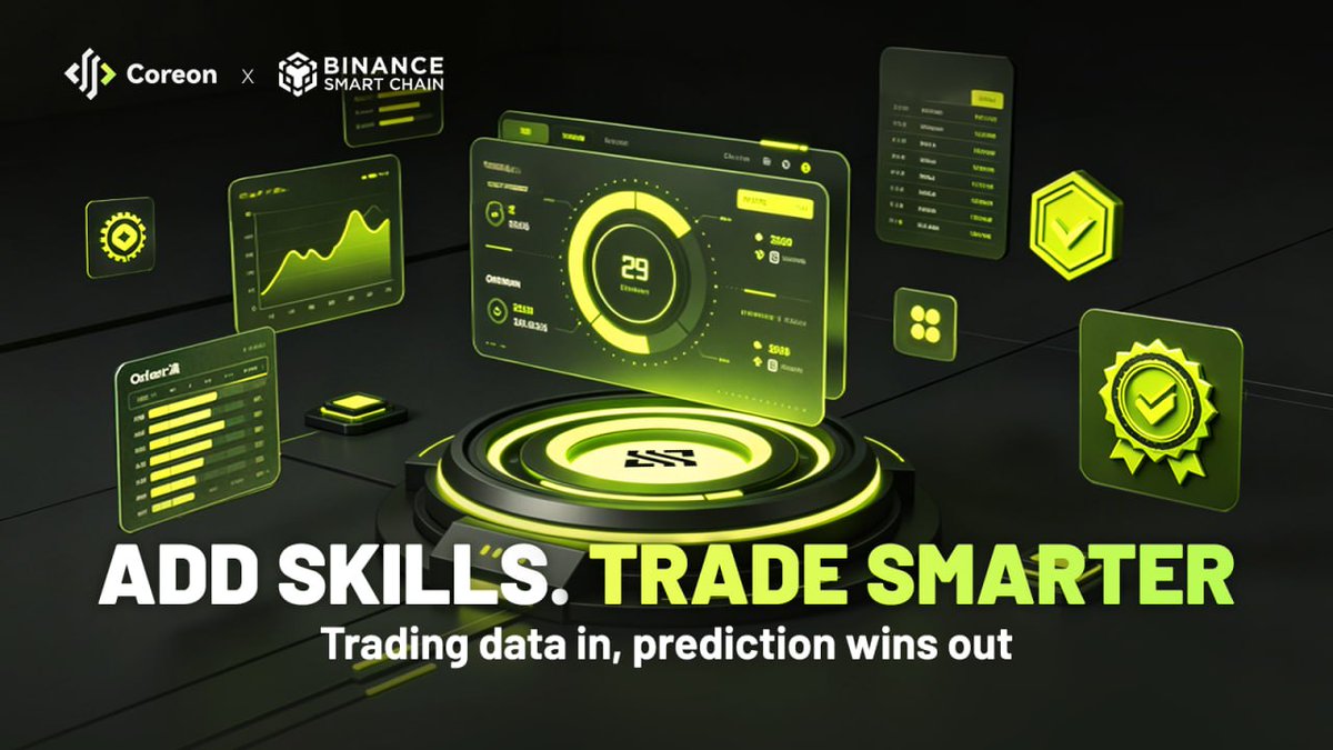 CoreonMCP's tweet photo. ADD SKILLS. TRADE SMARTER.
Trading data in, prediction wins out.
Coreon turns agents into upgradeable trading partners.

Plug in skills, connect data, and improve performance. https://t.co/LWk1Qlbdbv