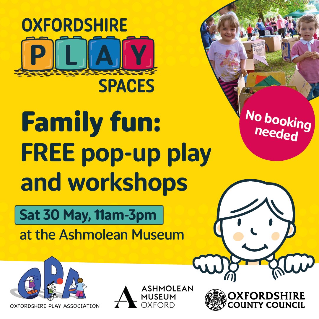 OxonPlay's tweet photo. Our Pop Up Play project is returning with an exciting session at the World famous Ashmolean Museum 👊

Saturday 30th May from 11am to 3pm and it's FREE 🫶

Play making History! 👍 https://t.co/bybVTzwxNC