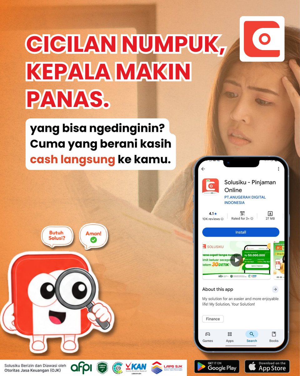 Solusiku_id's tweet photo. Kepala udah mau meledak gara-gara cicilan numpuk dari segala penjuru. Yang bikin adem? Bukan es kopi, bukan rebahan — tapi pas ada yang bilang: 'Dana kamu cair sekarang.' Gue nemu solusi yang literally ngerti kondisi gue dan berani kasih cash langsung. Stress-nya langsung turun beberapa level.

#LangkahSolusiku #Fintech #PartnerFinancialMu #Pindar #Solusiku #PinjamanAman