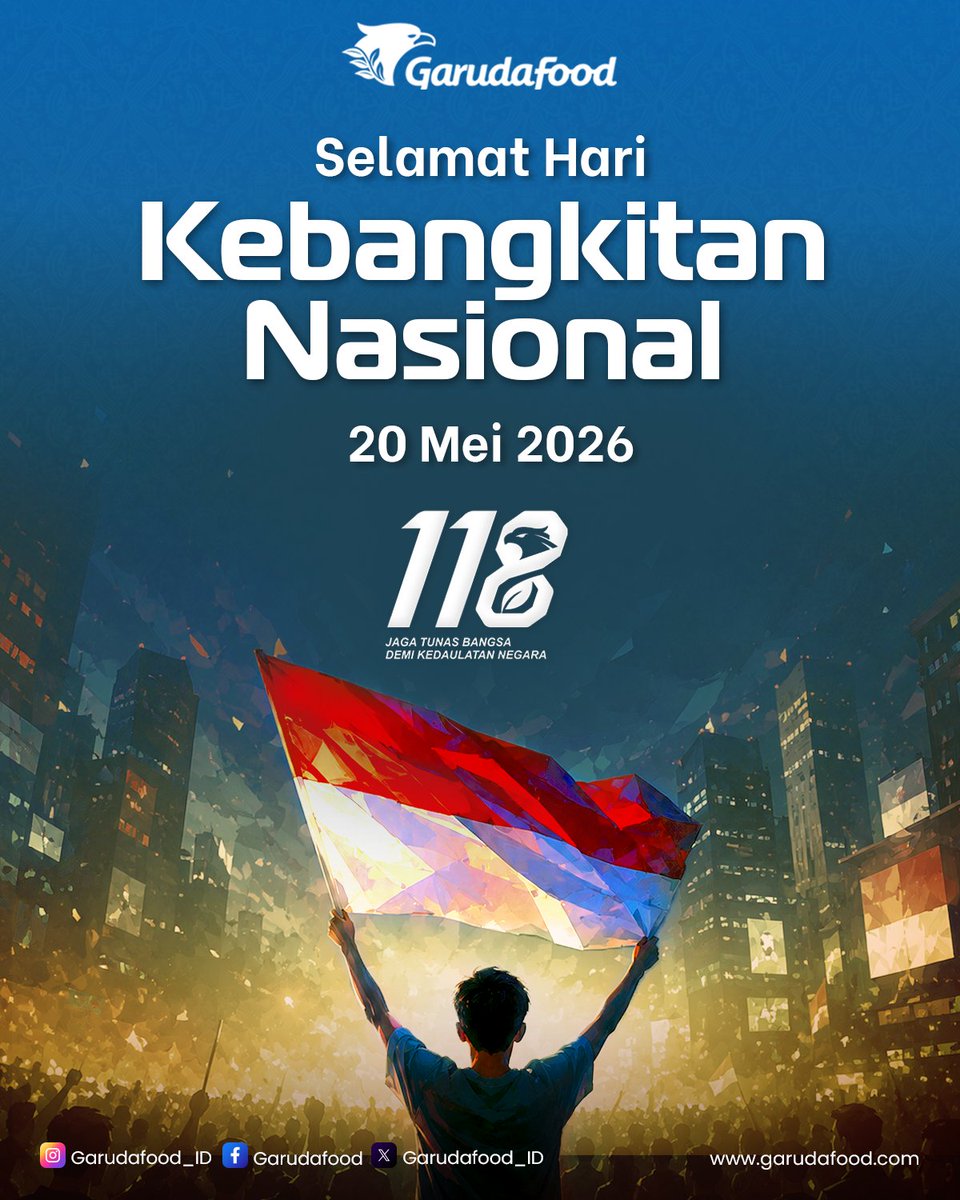 GarudaFood_ID's tweet photo. Selamat Memperingati Hari Kebangkitan Nasional ke-118 🇮🇩

“Jaga Tunas Bangsa Demi Kedaulatan Negara”

Mari terus menjaga generasi penerus melalui kolaborasi, inovasi, dan langkah nyata untuk Indonesia yang lebih maju dan berkelanjutan.

#HariKebangkitanNasional #Garudafood https://t.co/qMJuPPLRls