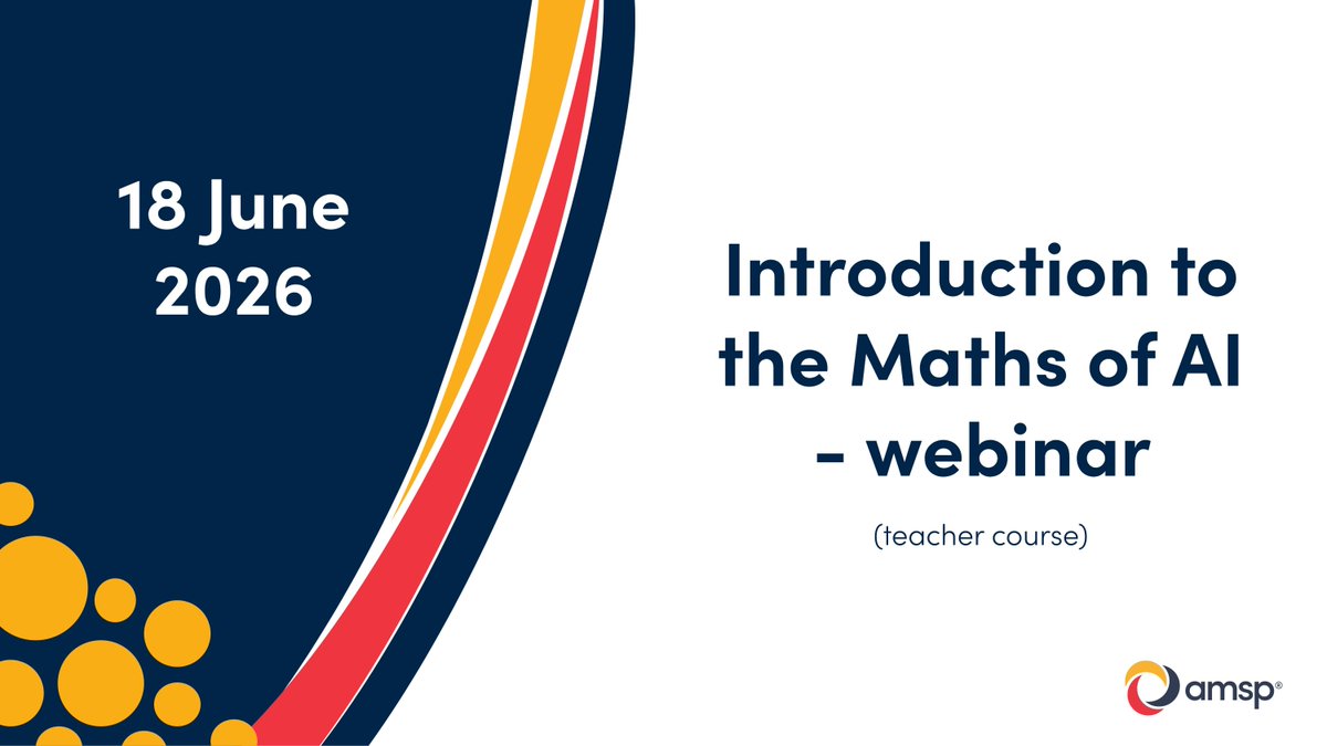 Advanced_Maths's tweet photo. New: Introduction to the Maths of AI (90 mins) 

For teachers curious about how A level Mathematics links to AI, a short, accessible online session exploring key ideas. 

📅 18 June 

👉 https://t.co/khmckJOXff 

#MathsIntoAI #AlevelMaths https://t.co/aN8AXFoar5
