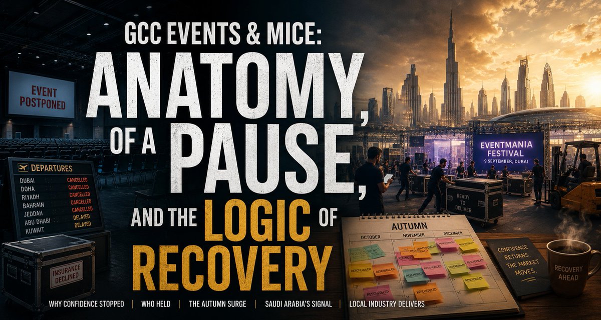 Sergey_Pchela's tweet photo. GCC Events &amp; MICE: Anatomy of a Pause and the Logic of Recovery

We are exactly where we were two months ago. Waiting for good news.
The business events market across the Gulf states has not collapsed - it has stalled. 
https://t.co/tETAT9IToJ https://t.co/d8Mm2zBHGn
