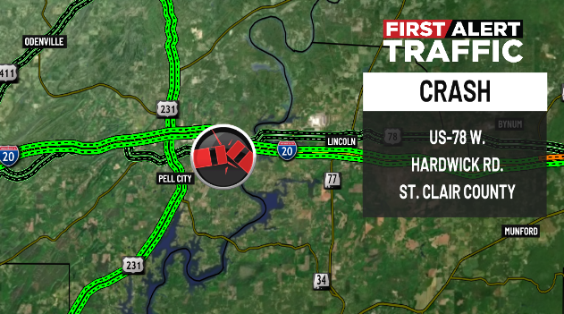 DestinyM_TV's tweet photo. First Alert:
There is a minor crash on US-78 W. at Hardwick Rd. in #StClairCounty. @WBRCnews @WBRCtraffic #wbrctraffic https://t.co/qhxVXaoG5s