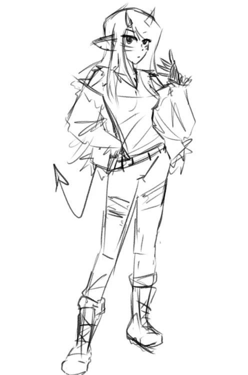 SeikaStardust's tweet photo. Another sketch although a lot rougher and uhh.. only semi rushed this time. Valerie. The other half of Heaven and Hell Containment Agency. She cute. She aggressive. She is the best minecraft player at her work.  #art #ocart #sketch https://t.co/mlsAf5v3uM