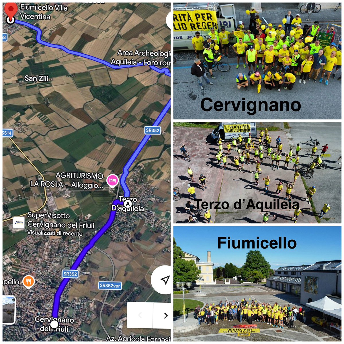 GiulioSiamoNoi's tweet photo. Le ultime due frazioni della staffetta “iocorroperGiulio #RunforGiulio
Cervignano-Terzo d’Aquileia-Fiumicello
#Regeni 16/17 maggio 2026 https://t.co/KCW82aIMd2