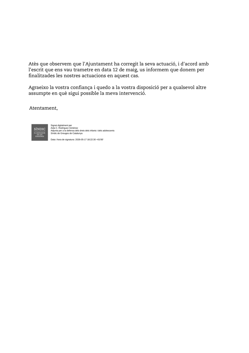 miqu3lm0la's tweet photo. Passar de les paraules als fets.

L'Ajuntament de Torredembarra al·lega davant la Síndica que està compromès amb el Pacte Nacional per la Llengua. Magnífic.

He registrat nova instància demanant el calendari de control i el protocol de la Policia Local.

#AccióPelCatalà https://t.co/zf4SRQiFGg