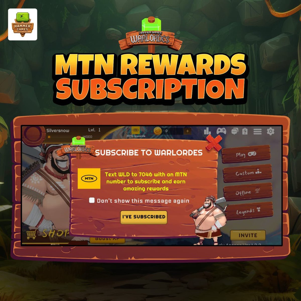 hammergameworld's tweet photo. Earn more through the updated rewards system, enjoy Double XP bonuses, unlock battle items, and level up faster with the new XP progression system. MTN users can also subscribe for a chance to win exciting rewards.

This is more than just an update, it’s a whole new WARLORDES Experience🔥