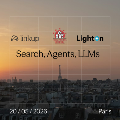 LightOnIO's tweet photo. The program is out for tomorrow's Paris meetup on Search, LLMs and Agents.

6 talks. Co-hosted with @ParisMLgroup and @Linkup_platform 

18:45. Julia Sartre @LightOnIO
Workflows That Design Themselves. An autonomous research loop on top of Paradigm that converges on the optimal agentic pipeline. No human iteration.

19:00. @wajdi_bs
I Built a Search Agent, Then Spent Months Teaching It When Not to Answer.

19:15. @gdforj
LLM-wiki systems. Why the Karpathy gist hit the GitHub front page, and when the pattern actually helps.

19:30. @antoine_chaffin  @LightOnIO
Late interaction paying off. How PyLate trains multi-vector retrievers that beat models 54x bigger.

19:50. @N1colAIs  @Diabolocom 
BidirLM. Turning causal LLMs into bidirectional encoders across text, vision, and audio.

20:10. @thibault_formal  @Linkup_platform
SPLARE. ICLR'26 paper on sparse retrieval with SAEs. A 7B multilingual model.

🔗 https://t.co/dQjDN0DEx0