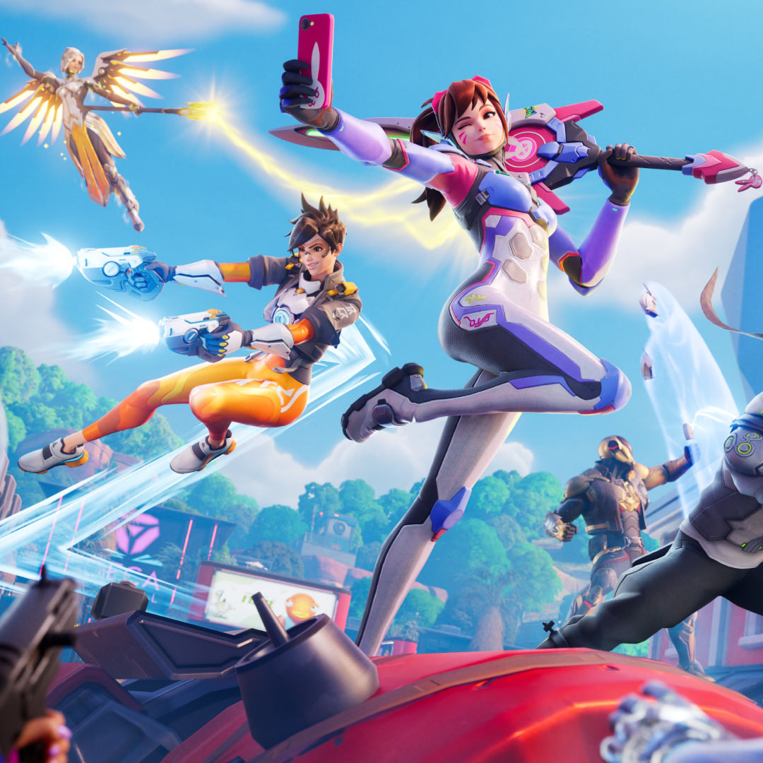 OverwatchFR's tweet photo. Les personnages d’Overwatch font leur entrée officielle dans @FortniteFR ! 💥

Apprenez-en plus sur l’arrivée d’Overwatch dans l’Acte III avec des modifications de l’île, de nouvelles armes, des tenues de personnage et des récompenses jusqu’au 4 juin 💪

📝 https://t.co/8MXVvCTX6s