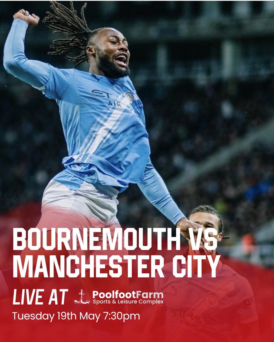 PoolfootFarm's tweet photo. Join us tonight at Poolfoot for some Premier League action as Bournemouth host Manchester City.👏 https://t.co/r0ZV0i6Syy