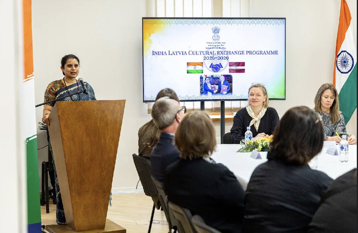 IndEmbRiga's tweet photo. Indijas vēstniecība Rīgā 18. maijā rīkoja ieinteresēto pušu tikšanos, lai uzsāktu Indijas🇮🇳-Latvijas🇱🇻 kultūras apmaiņas programmas (CEP) 2026.–2029. gadam īstenošanu. 🇱🇻🇮🇳CEP tika parakstīts 2026. gada 20. martā.

Pasākumu atklāja Indijas valdības @MinOfCultureGoI sekretārs Šri Viveks Agarvals ar video uzrunu, kurā viņš izklāstīja CEP nozīmi un novēlēja veiksmi apspriedēs. 1/4

@narendramodi @PMOIndia @mygovindia @MinOfCultureGoI @MEAIndia @KM_kultura @IndianDiplomacy @Latvian_MFA @LVinIndia @indiandiaspora4 @MIB_India @moayush @tourismgoi @epchindia @PIBtourism @PIBCulture @letanewsen @TVNET_zinas @DelfiLV