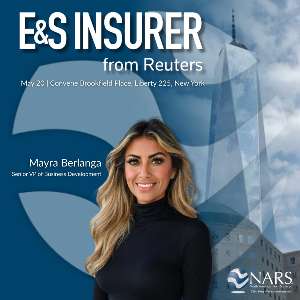 narisk_services's tweet photo. Our Senior VP of Business Development, Mayra Berlanga, will be attending the E&amp;S Insurer Conference in New York on May 20, representing our team and connecting with professionals across the industry. If you’ll be at the event, be sure to connect with Mayra while in town. https://t.co/fDc54OCz6V