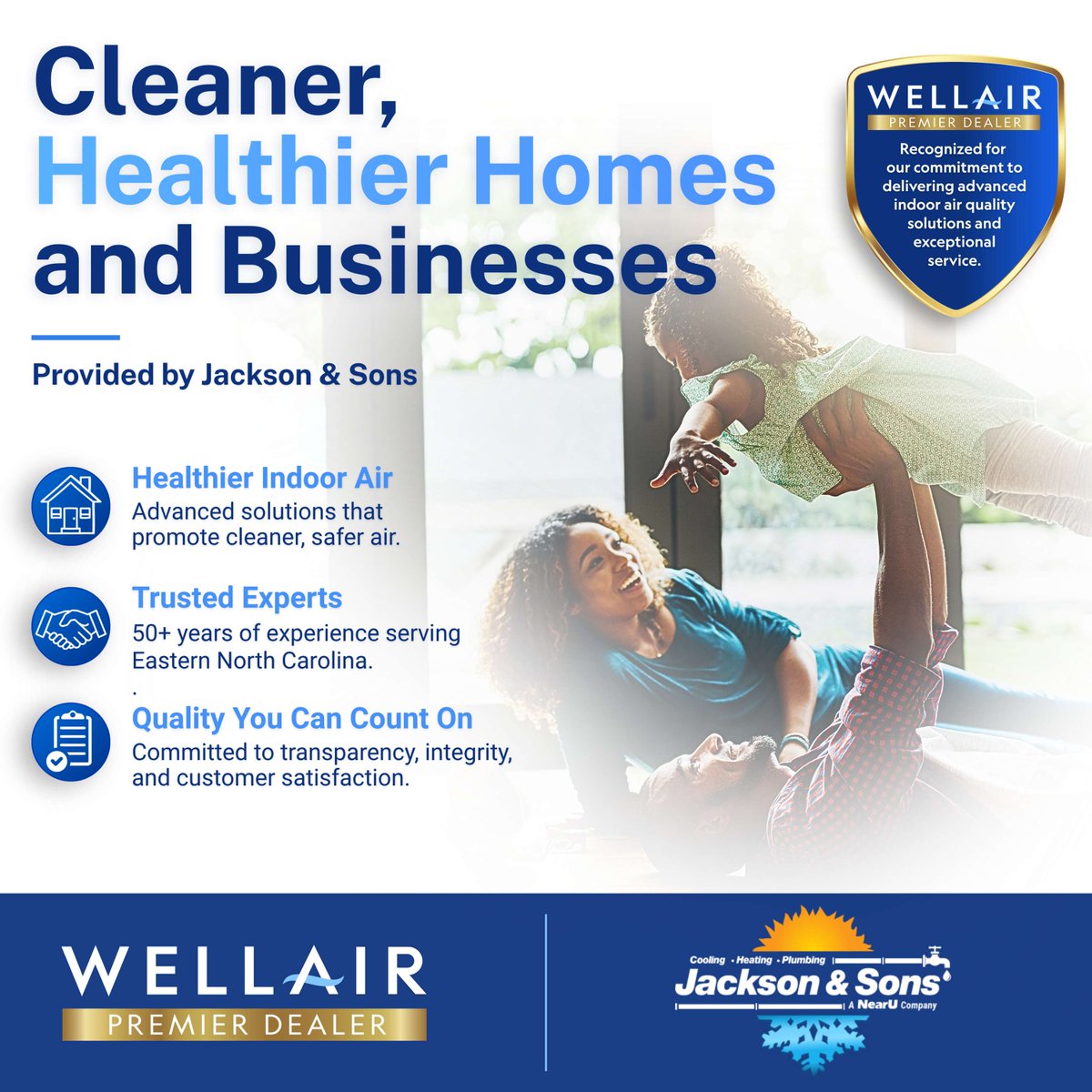 WellAirInc's tweet photo. Big congratulations to @jacksonandsons on achieving Premier status in the #WellAir #EliteDealer program!
Serving Eastern North Carolina since 1974, their trusted service is helping to bring advanced #IndoorAirQuality solutions to more homes.  

Learn more: https://t.co/aic6TFT5Us https://t.co/hsoCa6rRR4