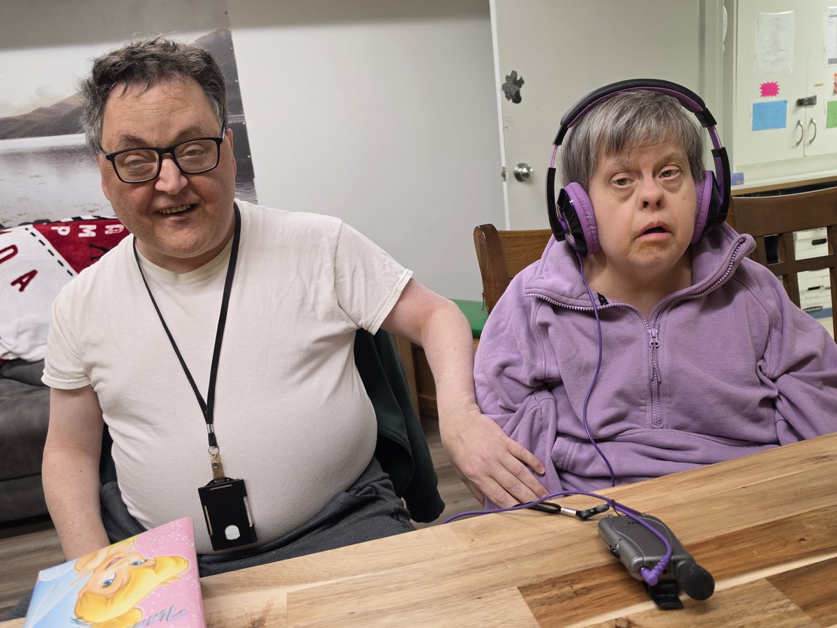 CLHamilton_'s tweet photo. Another wonderful visit for Karen and D’Arcy today 💜 They enjoyed a lunch together at Kentley, spent time reminiscing over photos from their Disney trip, and then relaxed!

#HelpingBuildGreatLives #InclusionMatters #DisabilityInclusion #DevelopmentalDisabilities https://t.co/g27ixahj9W