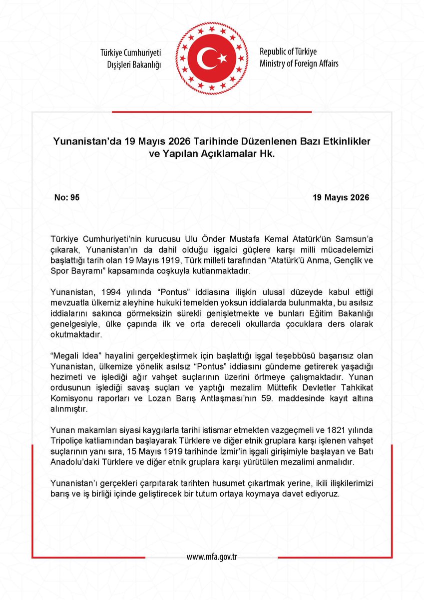T.C. Dışişleri Bakanlığı tweet media
