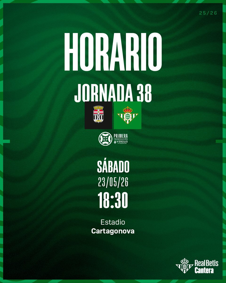 RBetisCantera's tweet photo. ⚔️🔜💚

La última 𝐟𝐢𝐧𝐚𝐥: @FCCartagena_efs

#BetisDeportivo #CanteraBetis https://t.co/5ImtTsyZqg
