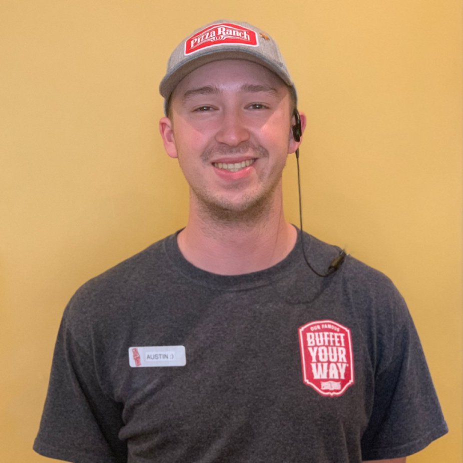 CottlevillePR's tweet photo. It's #TeamMemberTuesday! Meet Austin, part of our team since June 2023. Austin aspires to be a web designer or software engineer.

Why does he love working here? Making food for others &amp; having fun with the team!

His fav? Stuffed Crust Chicken Bacon Ranch! 🍕👨‍💻 #PizzaRanch https://t.co/54kDn9HHoy