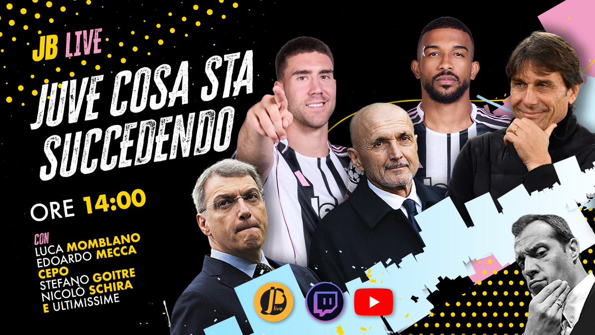 juventibus's tweet photo. #JBLIVE 🚨 ORE 14.00 su #TWITCH e #YOUTUBE 🟠⚫️ #JUVE MINUTO PER MINUTO COSA SUCCEDE NELLA SETTIMANA NERA | #MOMBLANO &amp; ospiti https://t.co/79ygKf0Ekz