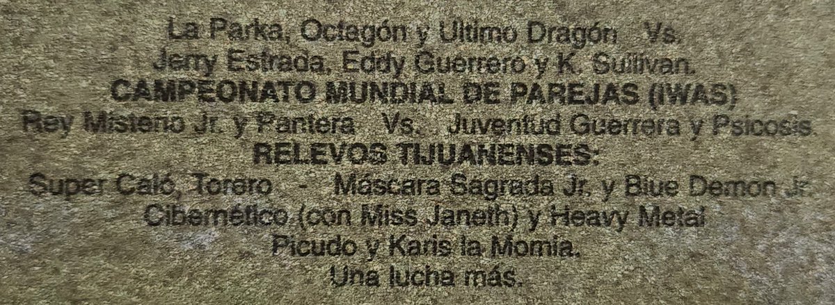 RobViper's tweet photo. The Triplemania IV-A show in Chicago you got vs the lineup that was advertised. Look at that rudo team in the trios match. 😅 https://t.co/mY6RArcc18
