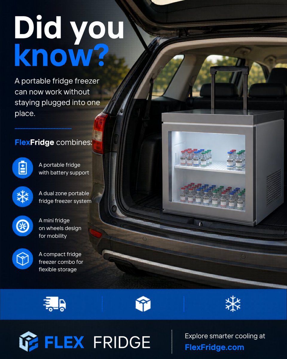 FlexFridgeStore's tweet photo. Did you know? ❄️

FlexFridge keeps temperature-sensitive products protected throughout the entire journey.

👉 Explore smarter cooling at https://t.co/D8cXhAq1xu

#SmartCooling #ColdStorage #PortableTechnology #Innovation https://t.co/YXRMpOLlez