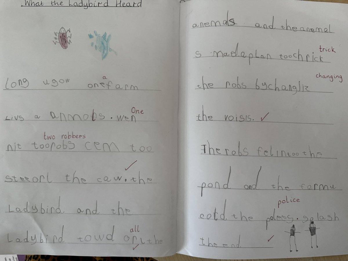 MrsFarrNCP's tweet photo. Our writing inspired by our class story of What The Ladybird Heard… 🐞🐮🧑🏽‍🌾 @nantcelynschool https://t.co/p126OoB23D