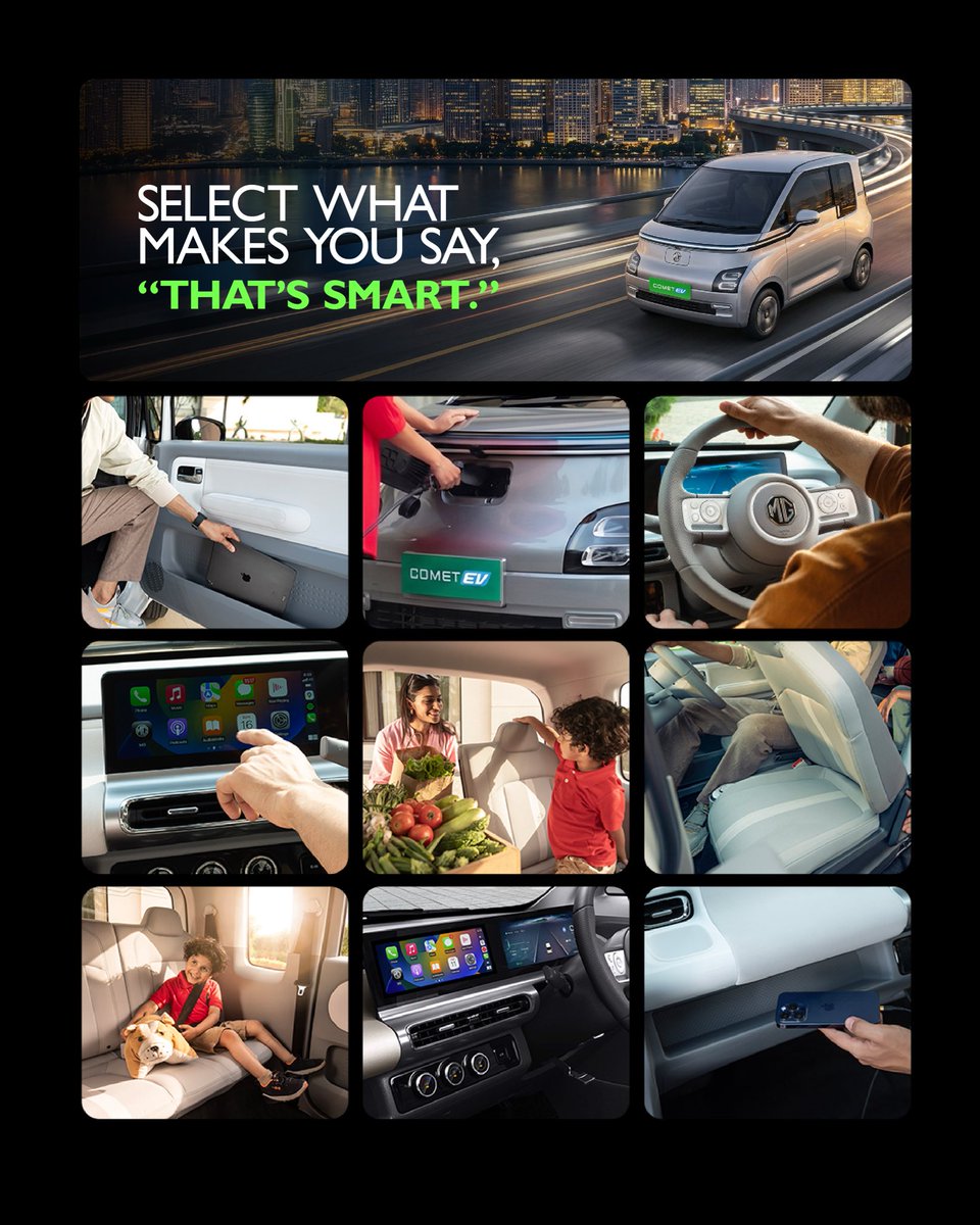 MGMotorIn's tweet photo. Feels less like a car, more like a lifestyle upgrade. Only smarter.
 
#MGCometEV #StreetSmartCar #MorrisGaragesIndia #MGMotorIndia https://t.co/AnXPohFrX8