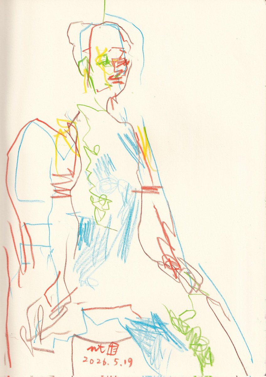 3-Minute Poses Drawings in Colored Lines 21 × 29.7 cm